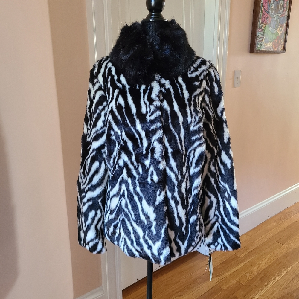 Sam Edelman Zebra Stripe Faux Fur Jacket - Picture 6 of 15